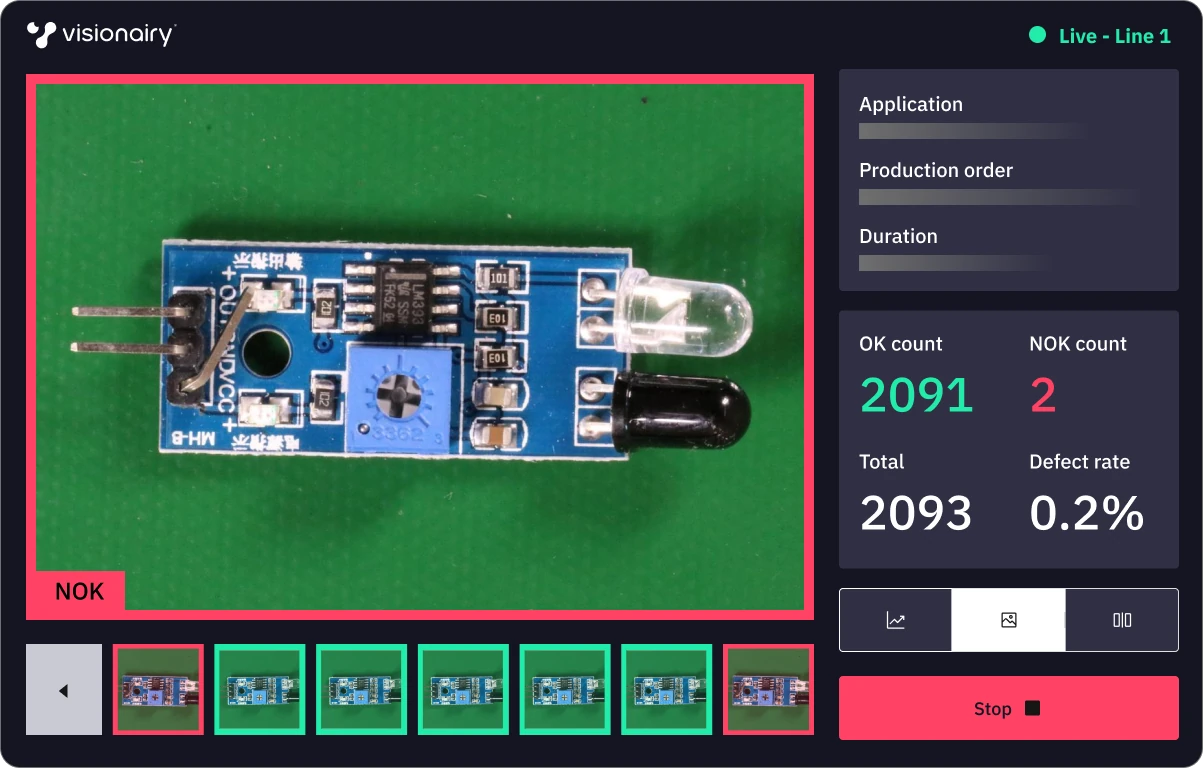 Visionairy inspection on an electronics line