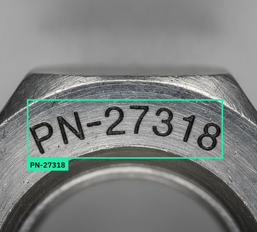 Text and marking verification on a part