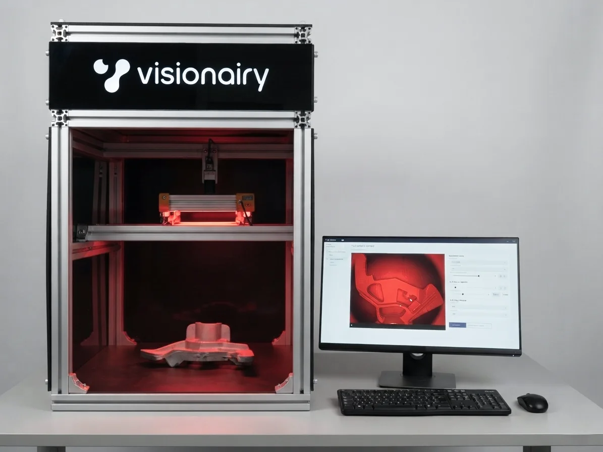 Visionairy vision system with industrial camera and monitor on a workbench